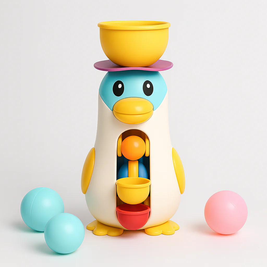 AquaPals | Badespielzeug und Wasserspielstation mit Pinguinmotiv für Kleinkinder