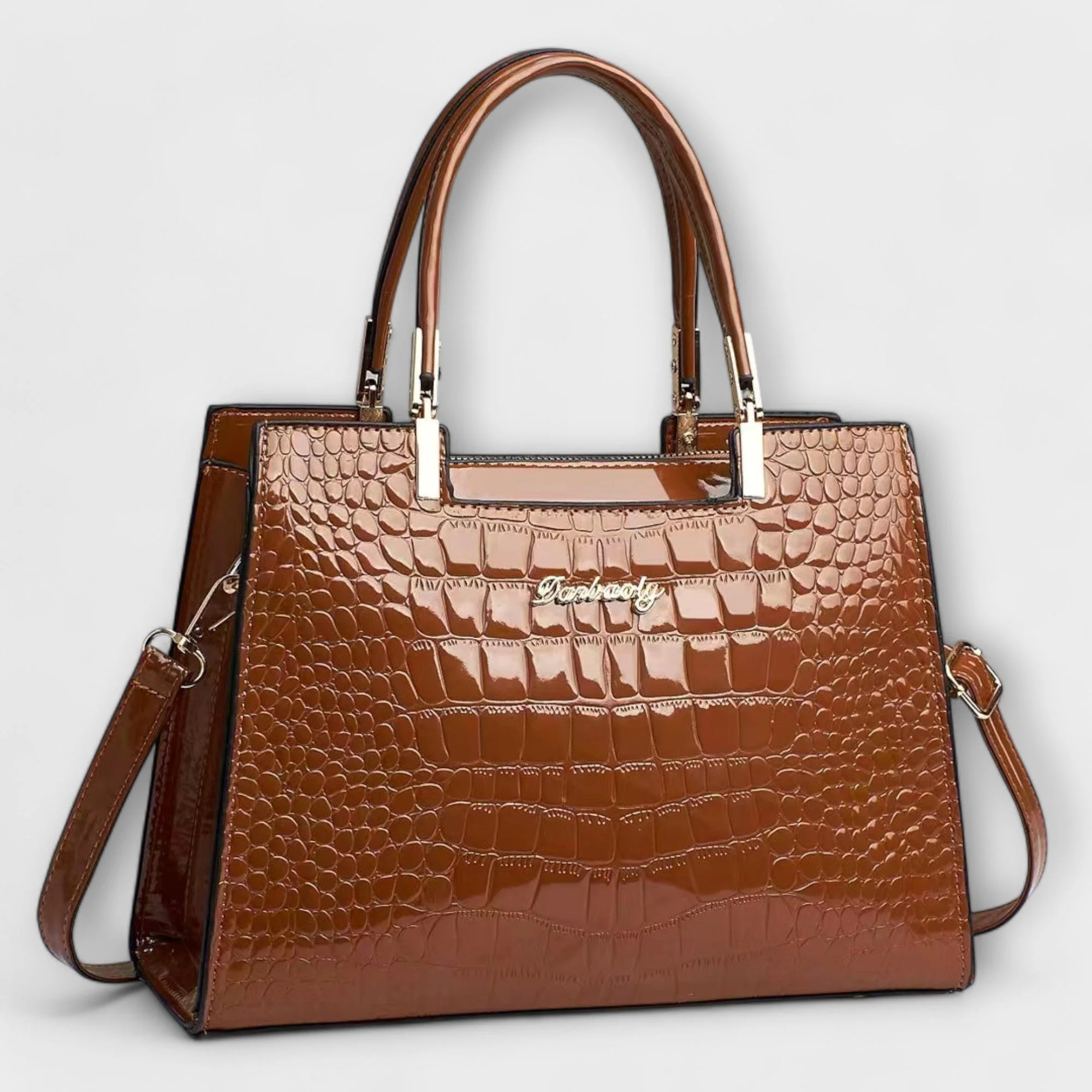Aralune - Glänzende Handtasche im Krokodil-Prägung - Image 6
