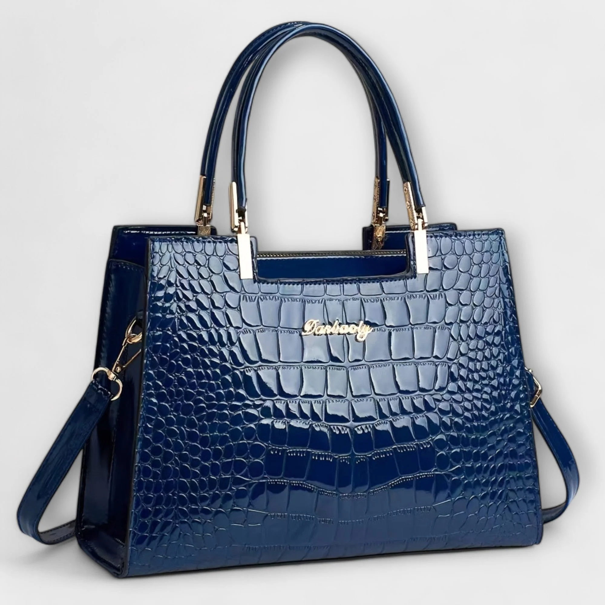 Aralune - Glänzende Handtasche im Krokodil-Prägung - Image 9