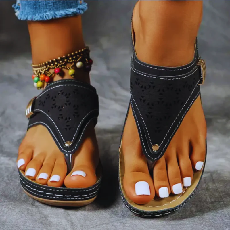 Aria | Clip-Toe-Keilsandalen für Frauen Aus Leder