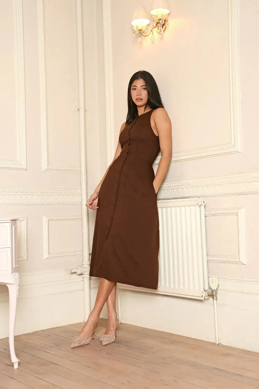 Ariane Ärmellose Midikleid mit Knöpfen - Image 5