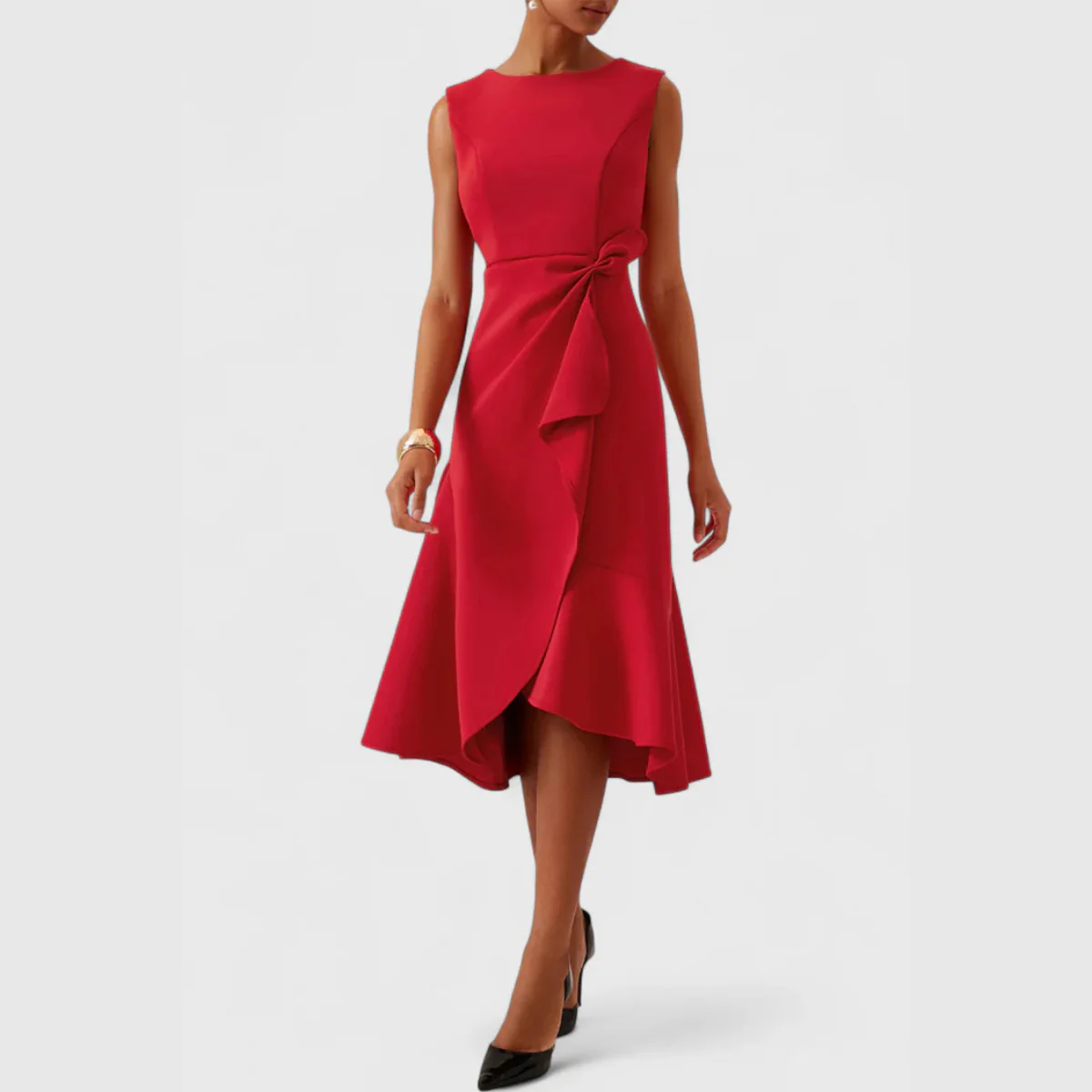 Elfriede | Damen Ärmelloses Midikleid Drapiert Asymmetrisch – Asymm. Midi Drapiert 2026 - Image 3