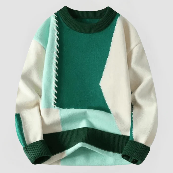 ARNE - PATCHWORK-DESIGN ENG ANLIEGENDER PULLOVER - Image 2