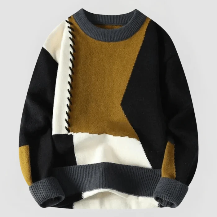 ARNE - PATCHWORK-DESIGN ENG ANLIEGENDER PULLOVER - Image 4