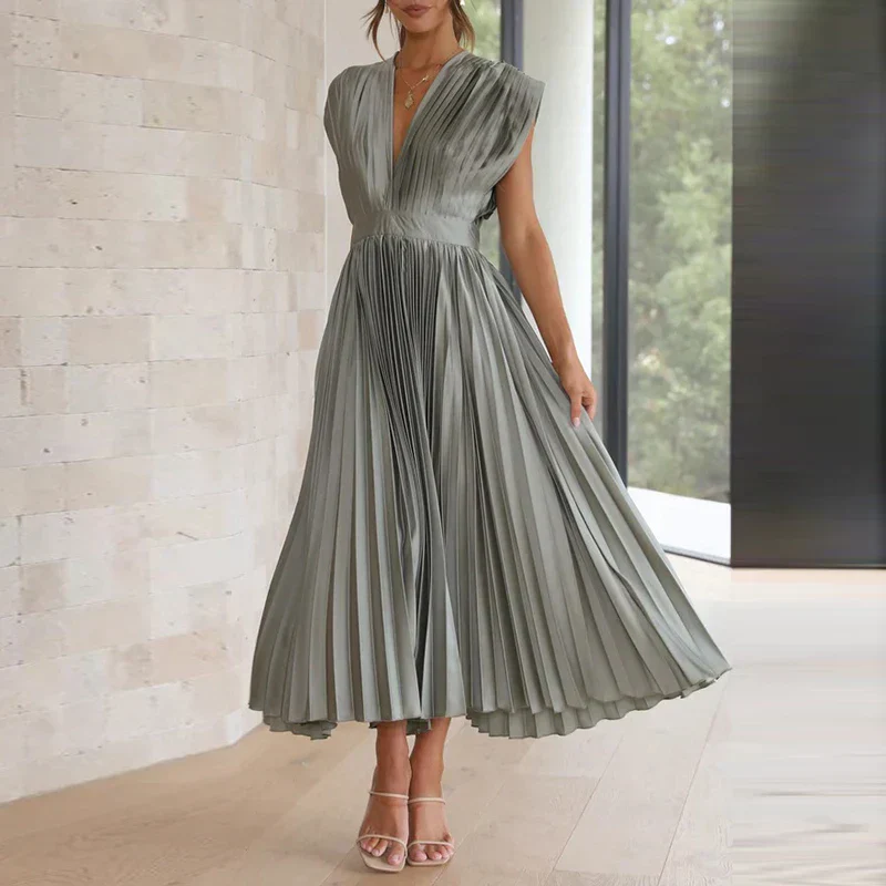 AROA - LANGES PLISSIERTES KLEID MIT GÜRTEL - Image 11