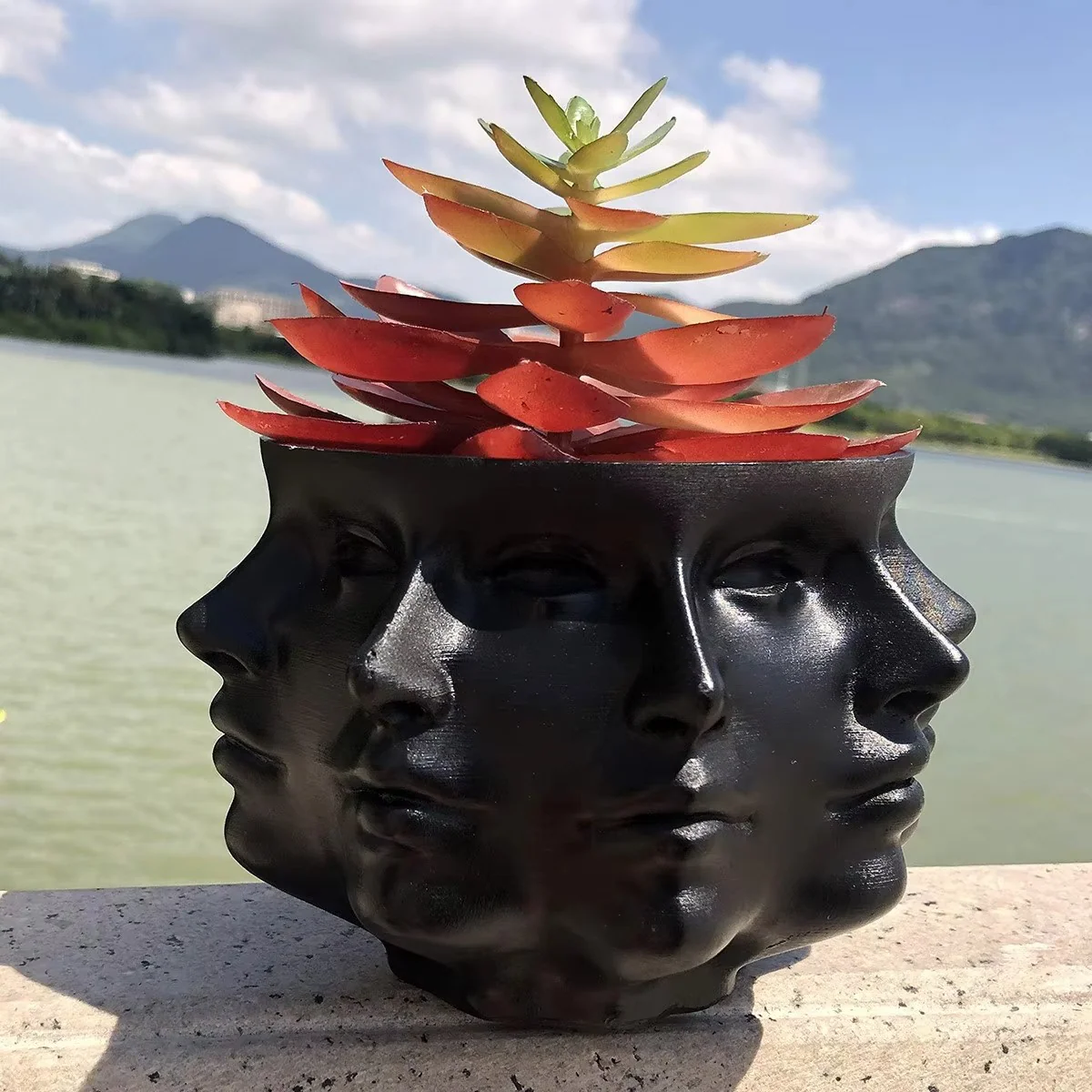 ArtFace 3D Keramische Pflanzenkasse – Modernes Gesichtsdesign Topf - Image 3