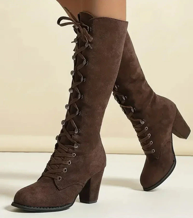 Asmita – Schnürstiefel Aus Wildleder Mit Hohem Absatz - Image 6