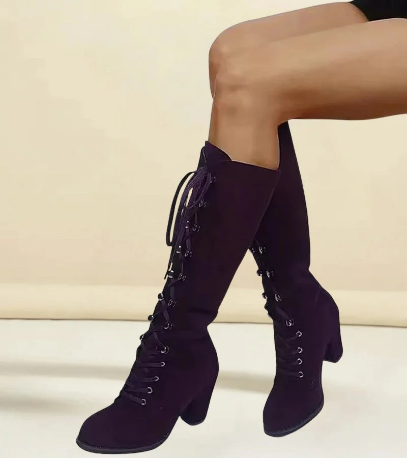 Asmita – Schnürstiefel Aus Wildleder Mit Hohem Absatz - Image 7