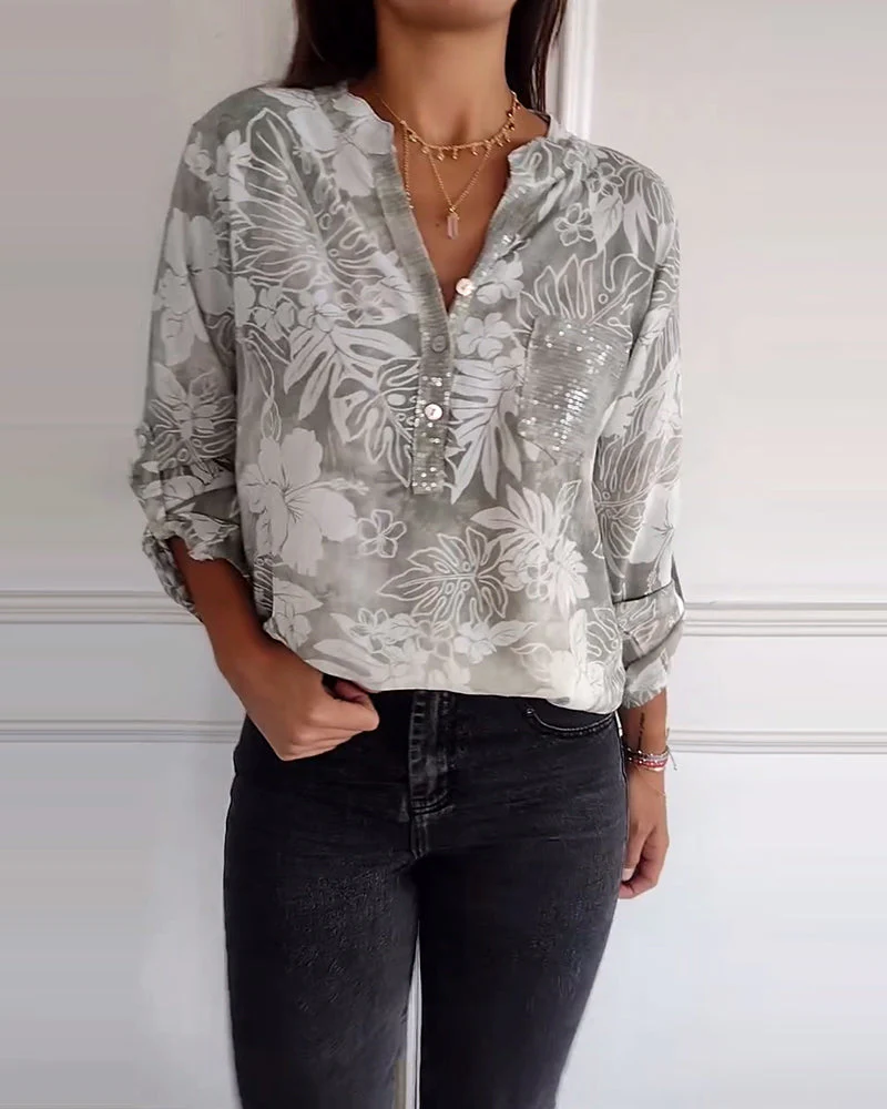Astrid | Bluse mit V-Ausschnitt und Knopfleiste