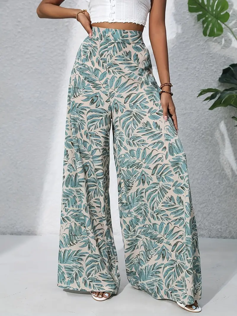 Athena - Boho Chic Hochtaillierte Florale Chiffon Hose mit weitem Bein für Frauen - Image 3