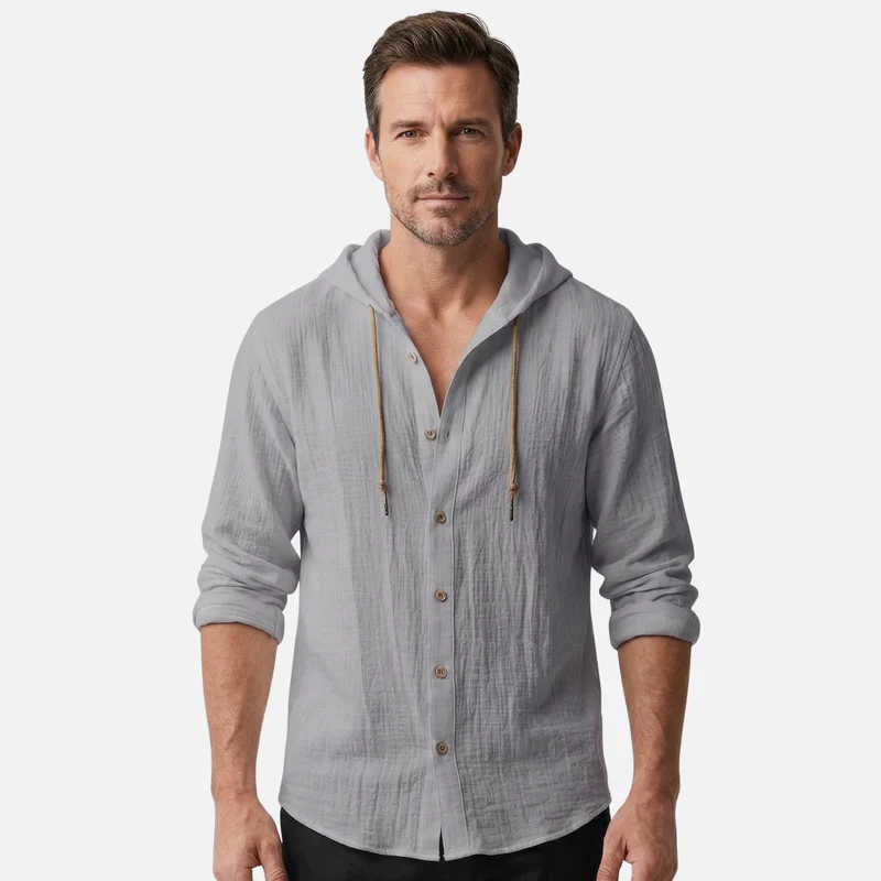 Heinrich | Herren Atmungsaktiver Leinen Hoodie Relaxed Fit – Leinen Kapuzenhemd Herren