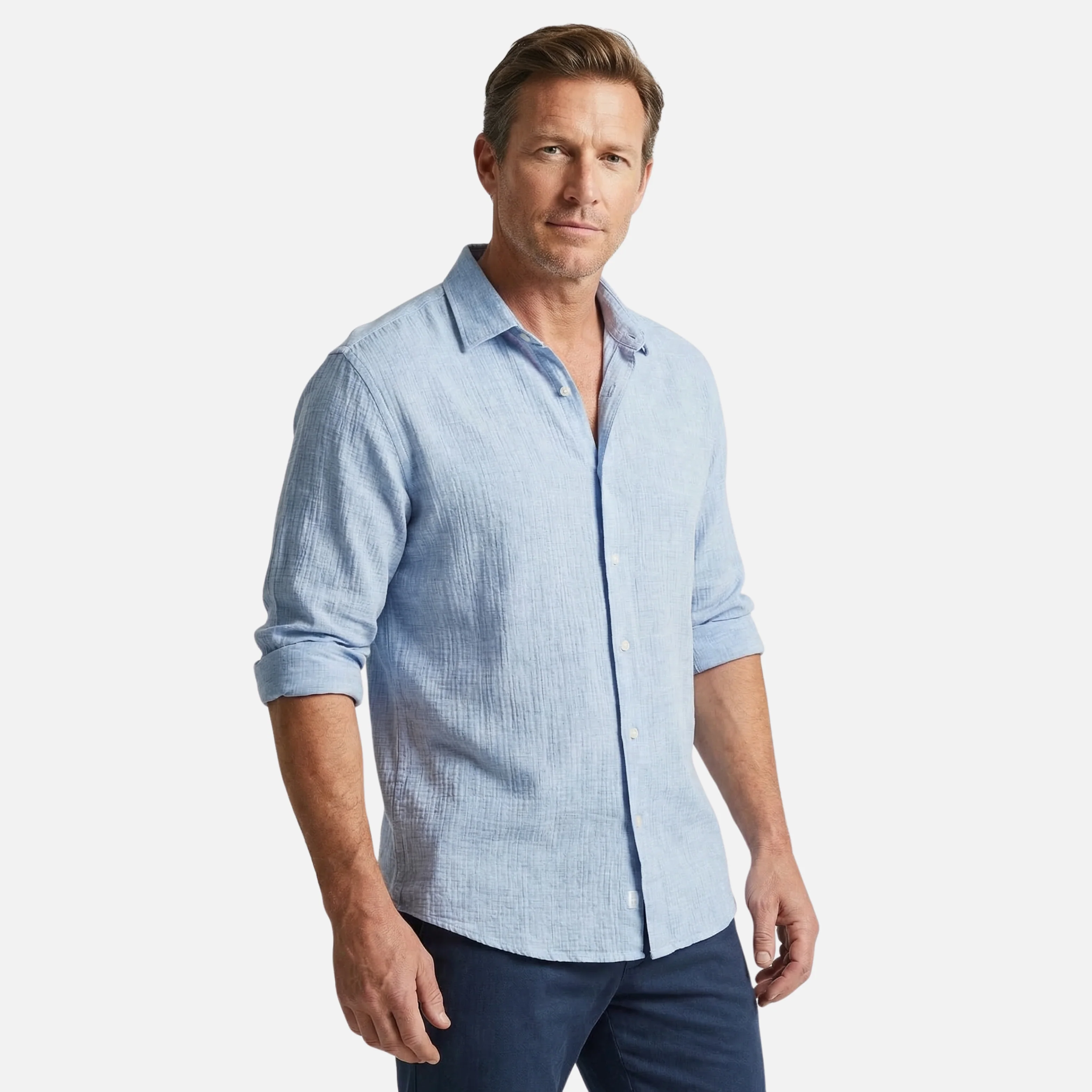 Thorsten | Herren Atmungsaktives Leinen Hemd Relaxed Fit Kragen – Leinen Hemd Kragen - Image 3