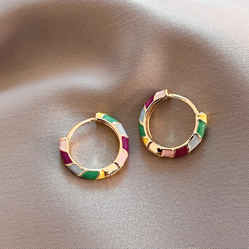Aurelie® | Schicke goldene Emaille Ohrringe