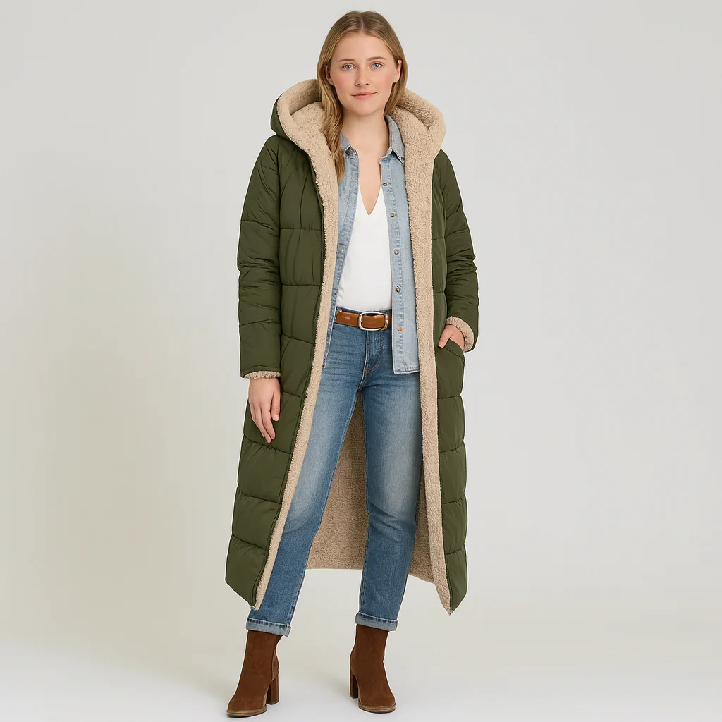 Aurora | Eleganter Wintermantel mit Plüschfutter und Reißverschluss