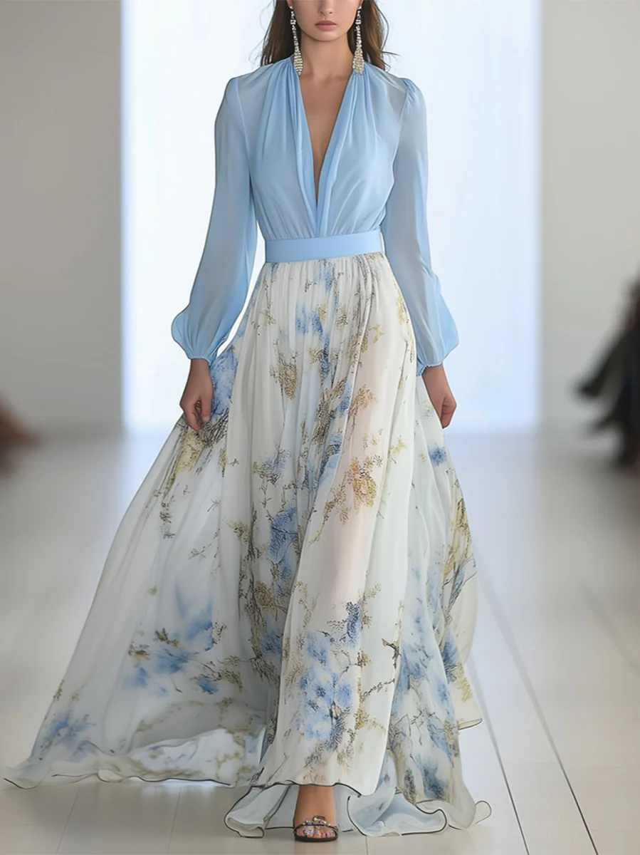 Aurora | Elegantes himmelblaues Chiffonkleid - Image 3