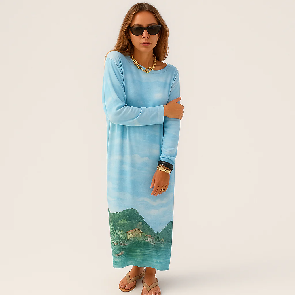 Aurora langärmliges Sommer-Maxikleid mit einzigartigem Druck - Image 2