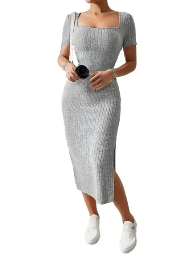 Ava Rippenstrick Bodycon Midikleid - Image 4