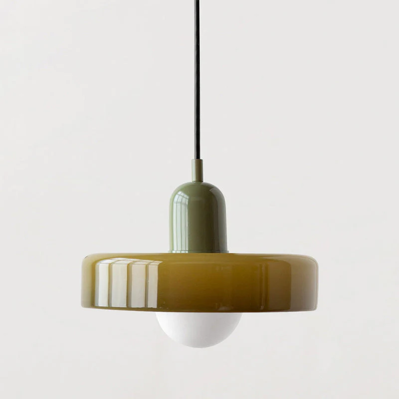 Bauhaus Pendelleuchte aus farbigem Glas für Esstisch – Moderne Hängeleuchte mit G9 Fassung, verstellbare Aufhängung, Ø25-35 cm - Image 23