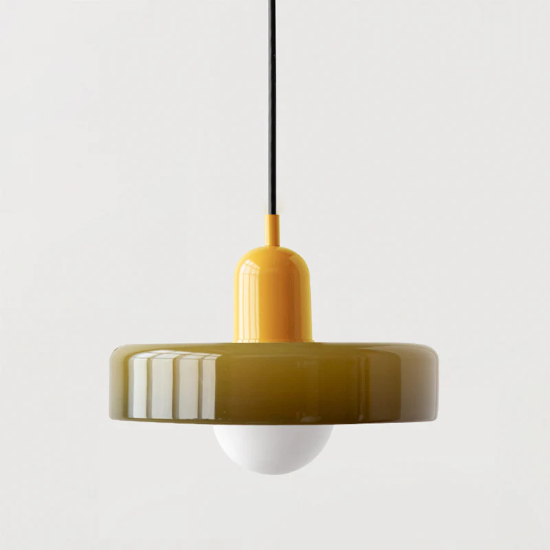 Bauhaus Pendelleuchte aus farbigem Glas für Esstisch – Moderne Hängeleuchte mit G9 Fassung, verstellbare Aufhängung, Ø25-35 cm - Image 25