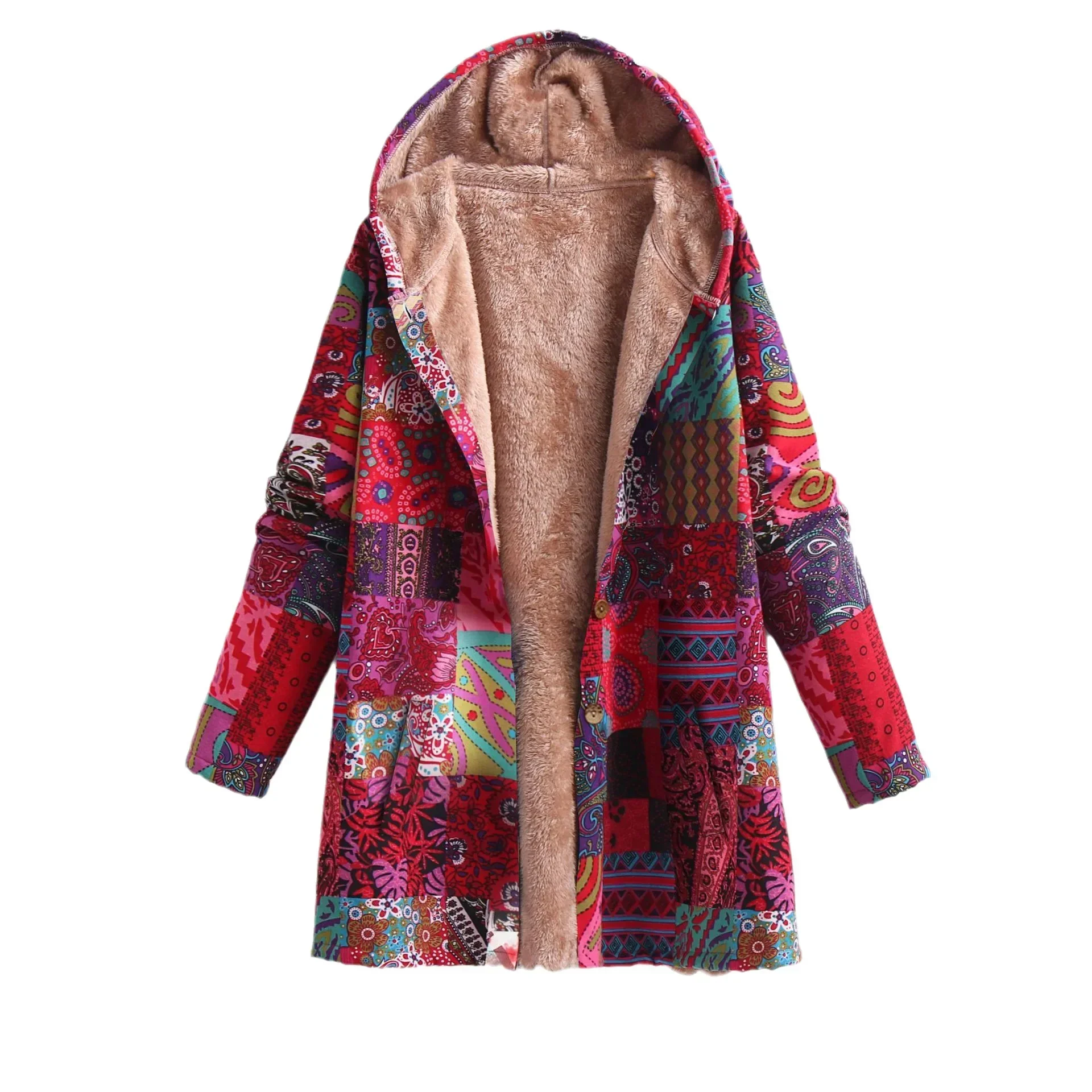 Bedruckte Fleece Jacke für Damen | Mit Kapuze