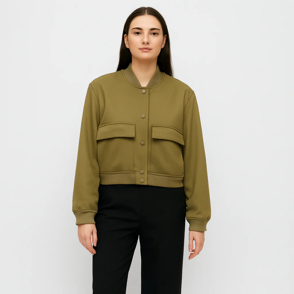 Beige weicher Fliegerjacke für Damen – Lässiger und bequemer Look - Image 6