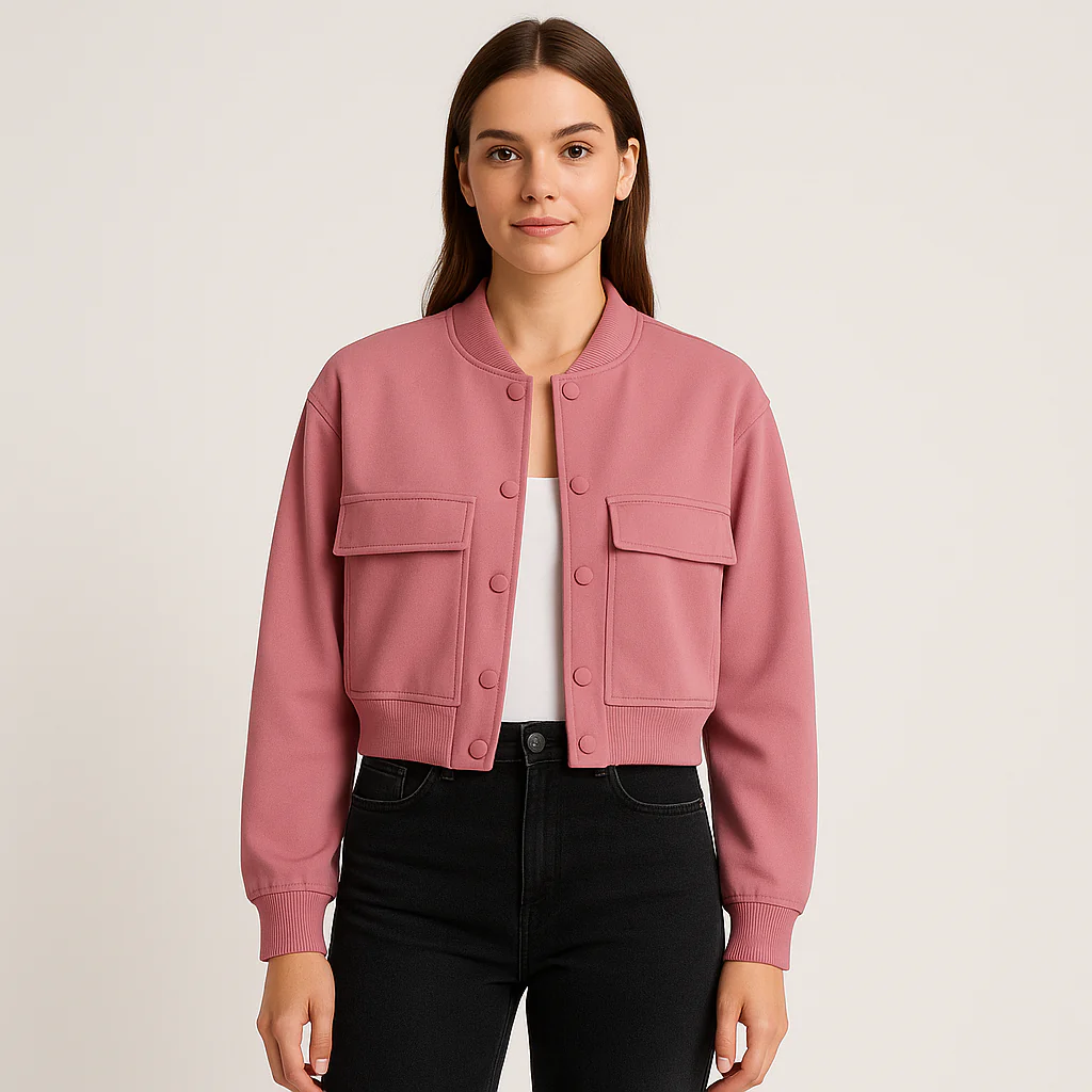 Beige weicher Fliegerjacke für Damen – Lässiger und bequemer Look - Image 8