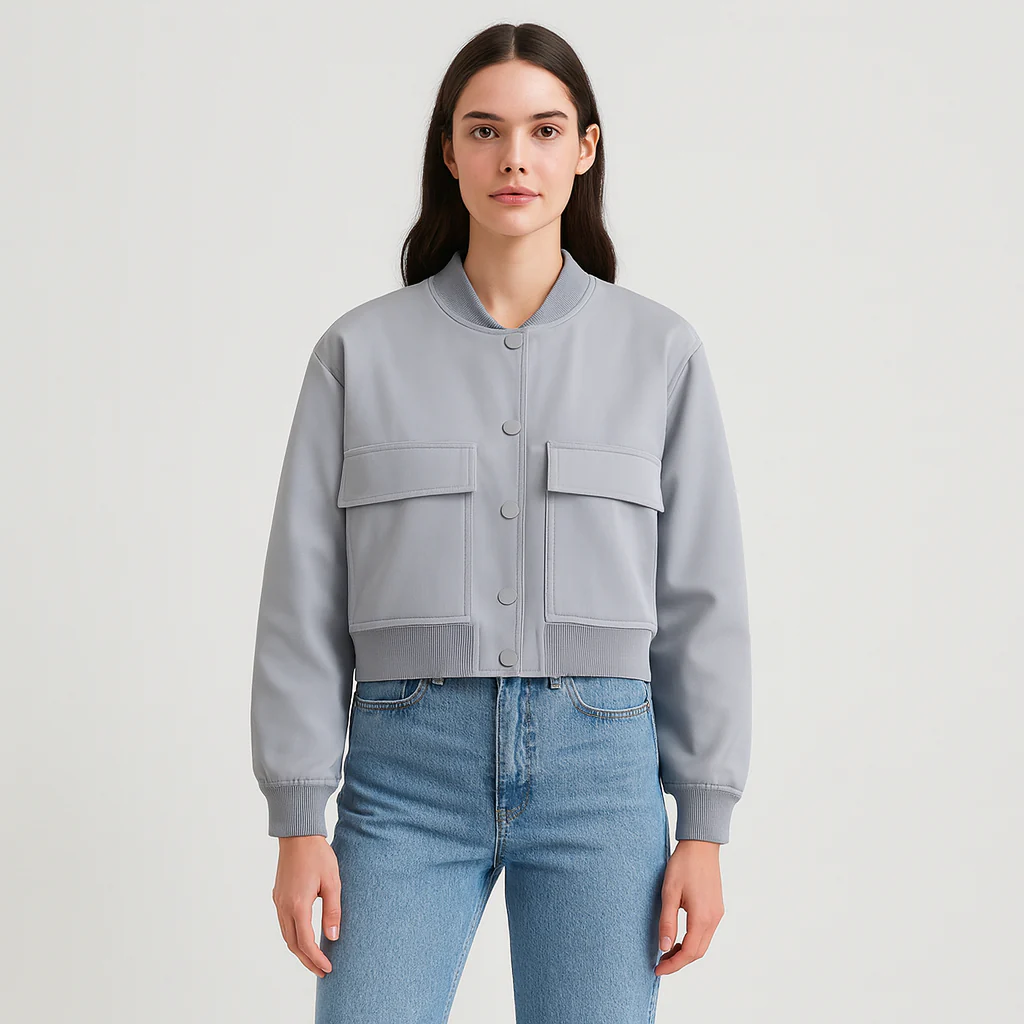 Beige weicher Fliegerjacke für Damen – Lässiger und bequemer Look - Image 9