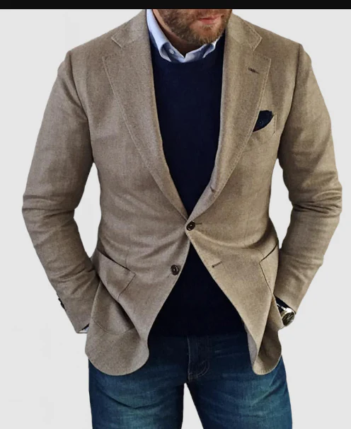 Benno - herren-strickjacke mit lässigen knöpfen, taschen und reverskragen, einfarbig, langärmelig - Image 2
