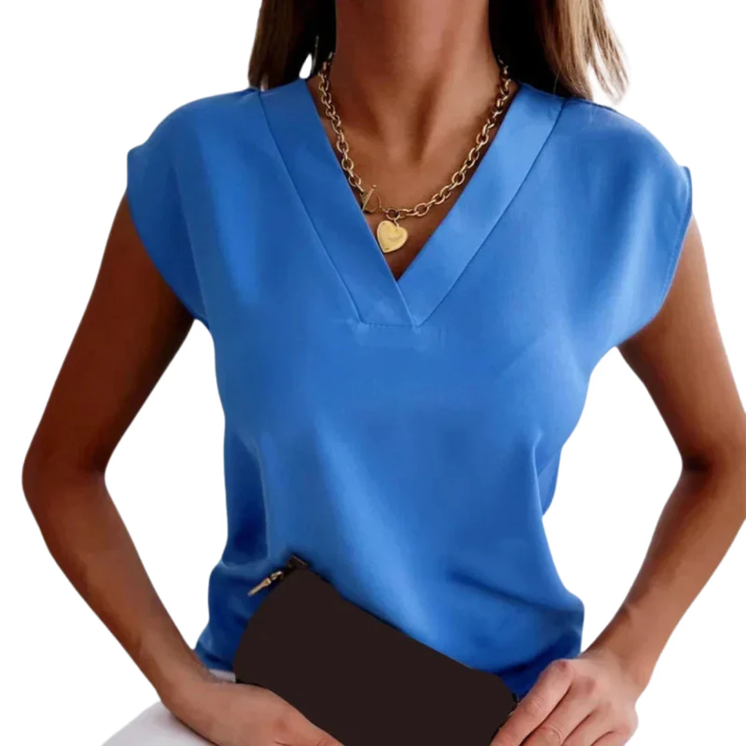 Bequeme Sommerbluse für Frauen - Leichte V-Ausschnitt Bluse - Image 5