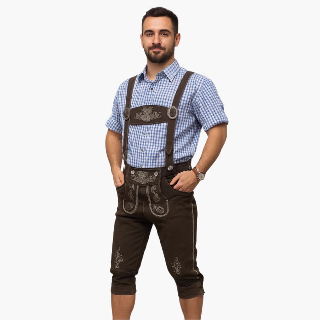 Bestickte Kniebund-Lederhose für Herren - Oktoberfest 2025 - Image 3