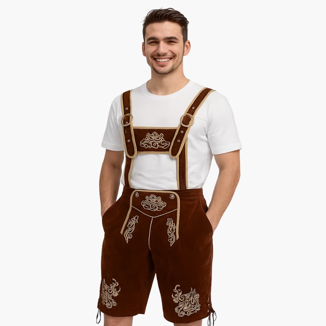 Bestickte kurze Lederhose für Herren - Oktoberfest 2025 - Image 3