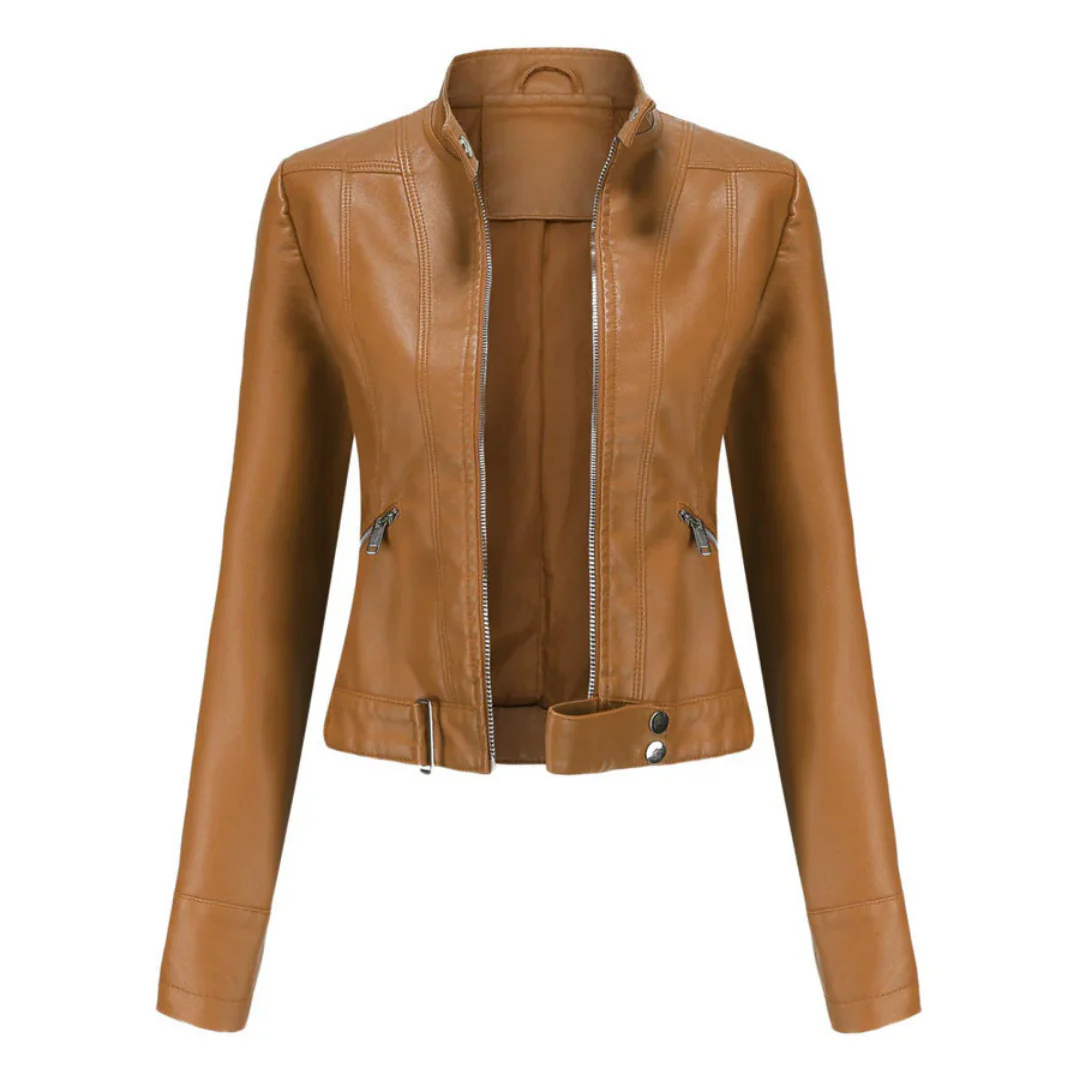 Bikerjacke Damen | Kurz mit Reißverschluss und Seitentaschen - Image 2