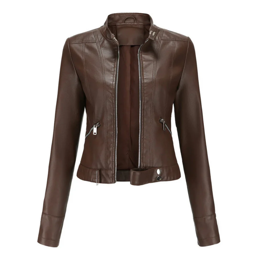 Bikerjacke Damen | Kurz mit Reißverschluss und Seitentaschen - Image 3