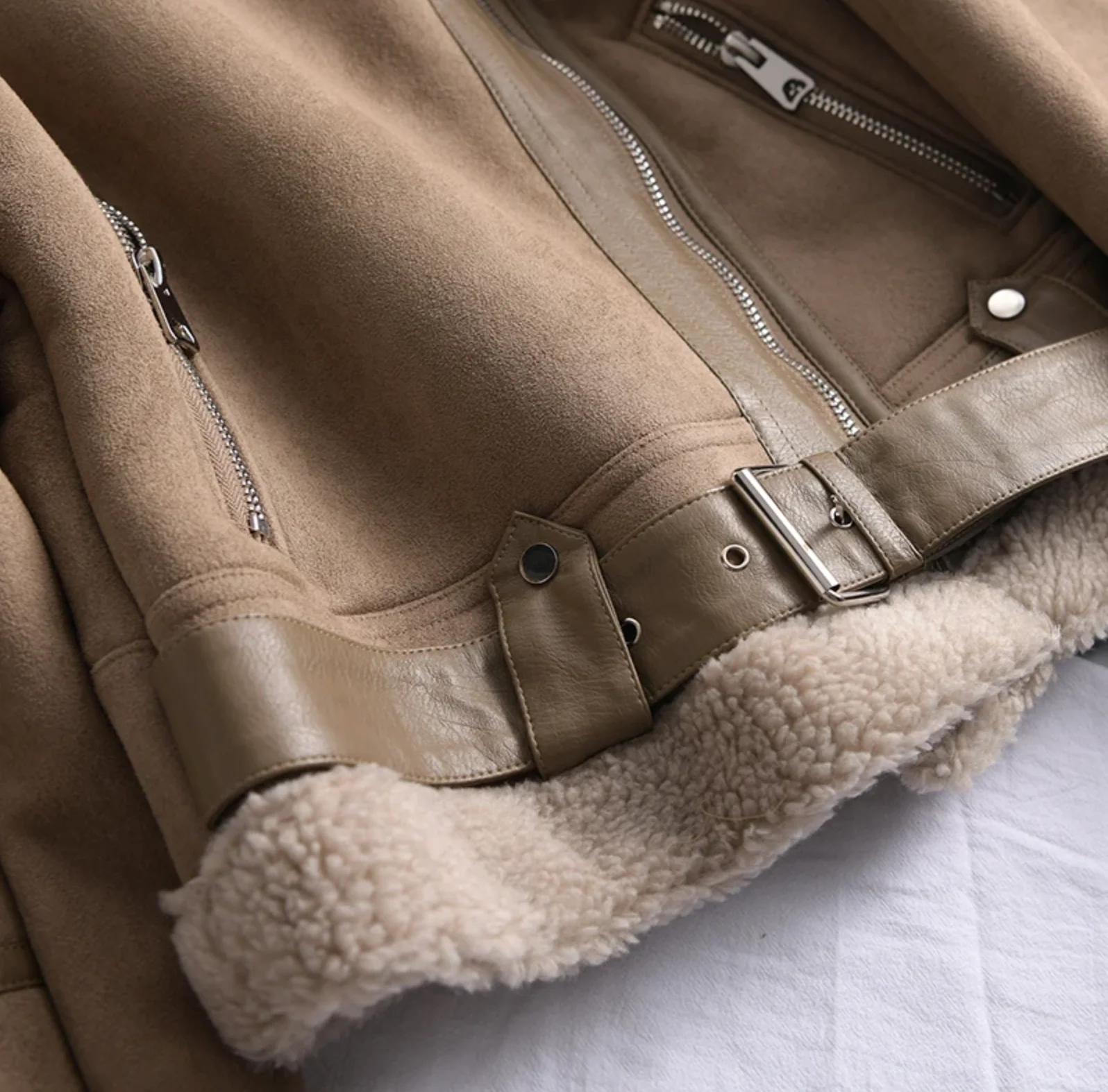 Bikerjacke Damen | Kurzschnitt mit Kragen und Reißverschluss - Image 2