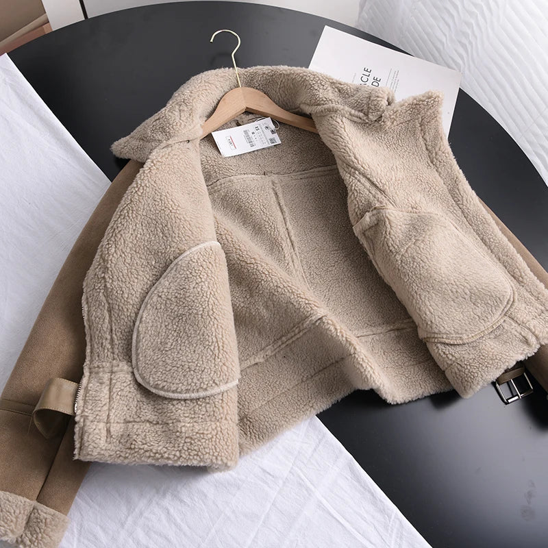 Bikerjacke Damen | Kurzschnitt mit Kragen und Reißverschluss - Image 4