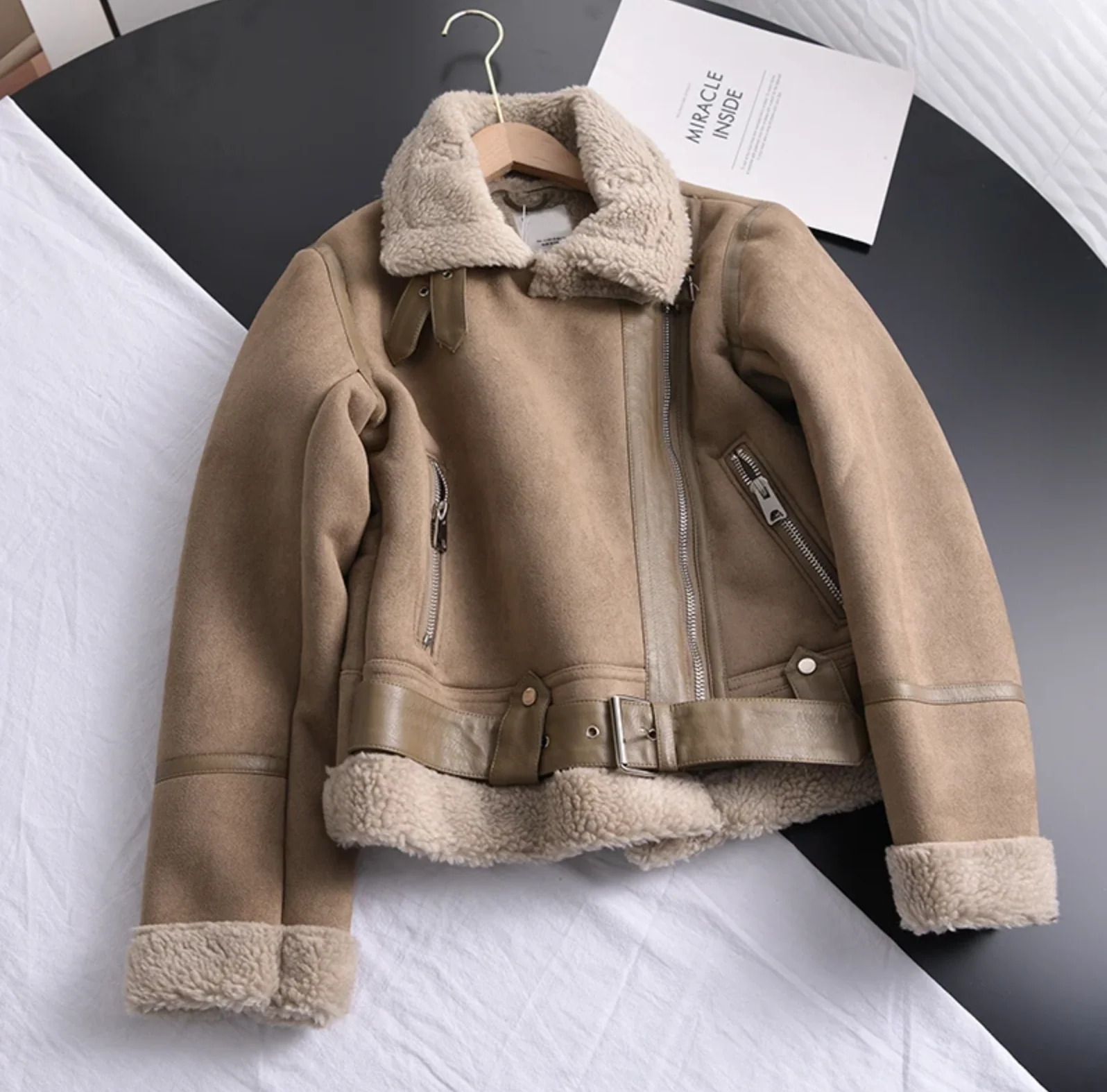 Bikerjacke Damen | Kurzschnitt mit Kragen und Reißverschluss - Image 5