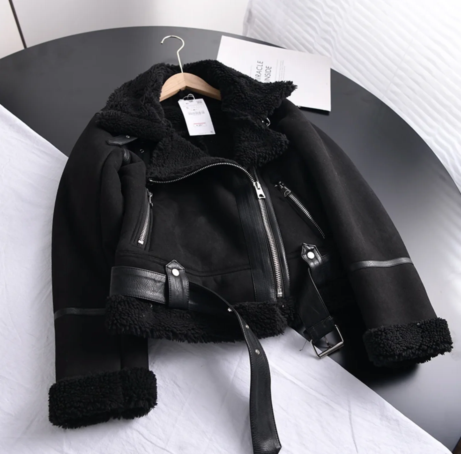 Bikerjacke Damen | Kurzschnitt mit Kragen und Reißverschluss - Image 6