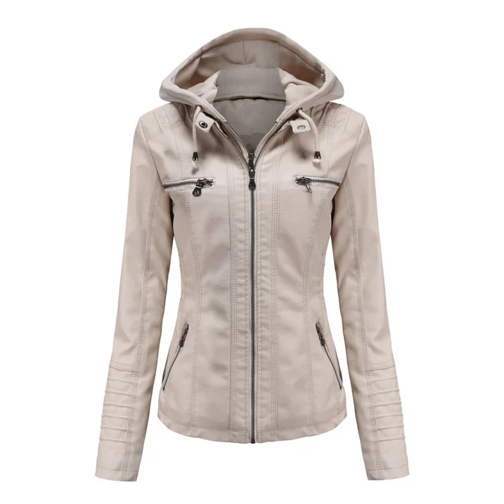 Bikerjacke Damen Mit Kapuze | Langarm und Reißverschluss - Image 3