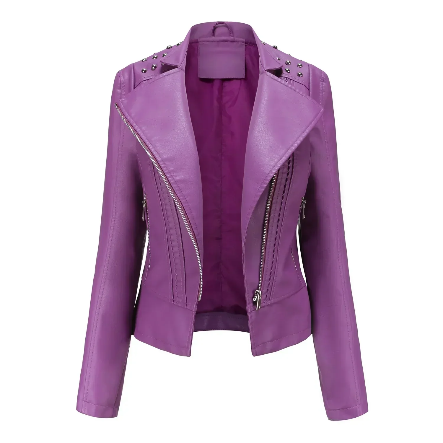Bikerjacke Damen mit Reißverschluss | schmal für verschiedene Outfits - Image 12