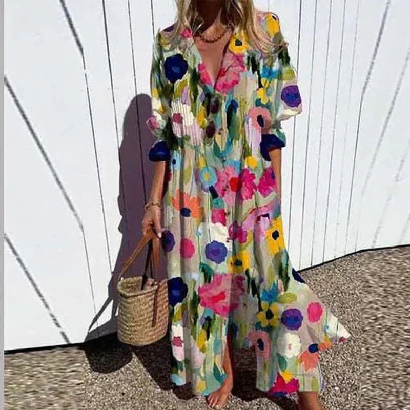 Böhmisches Maxi Kleid – Elegantes Sommermaxikleid für Frauen, Ideal für Strand und Sommerfeste