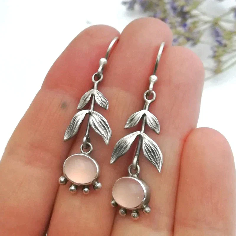 Boho Quarz Anhänger Ohrringe in Silber - Image 3