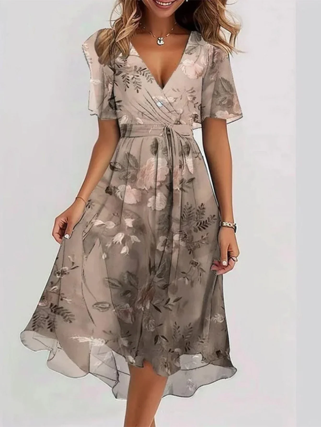 Boho Sommerkleid für Frauen | Elegantes Maxikleid mit Bauchbedeckung