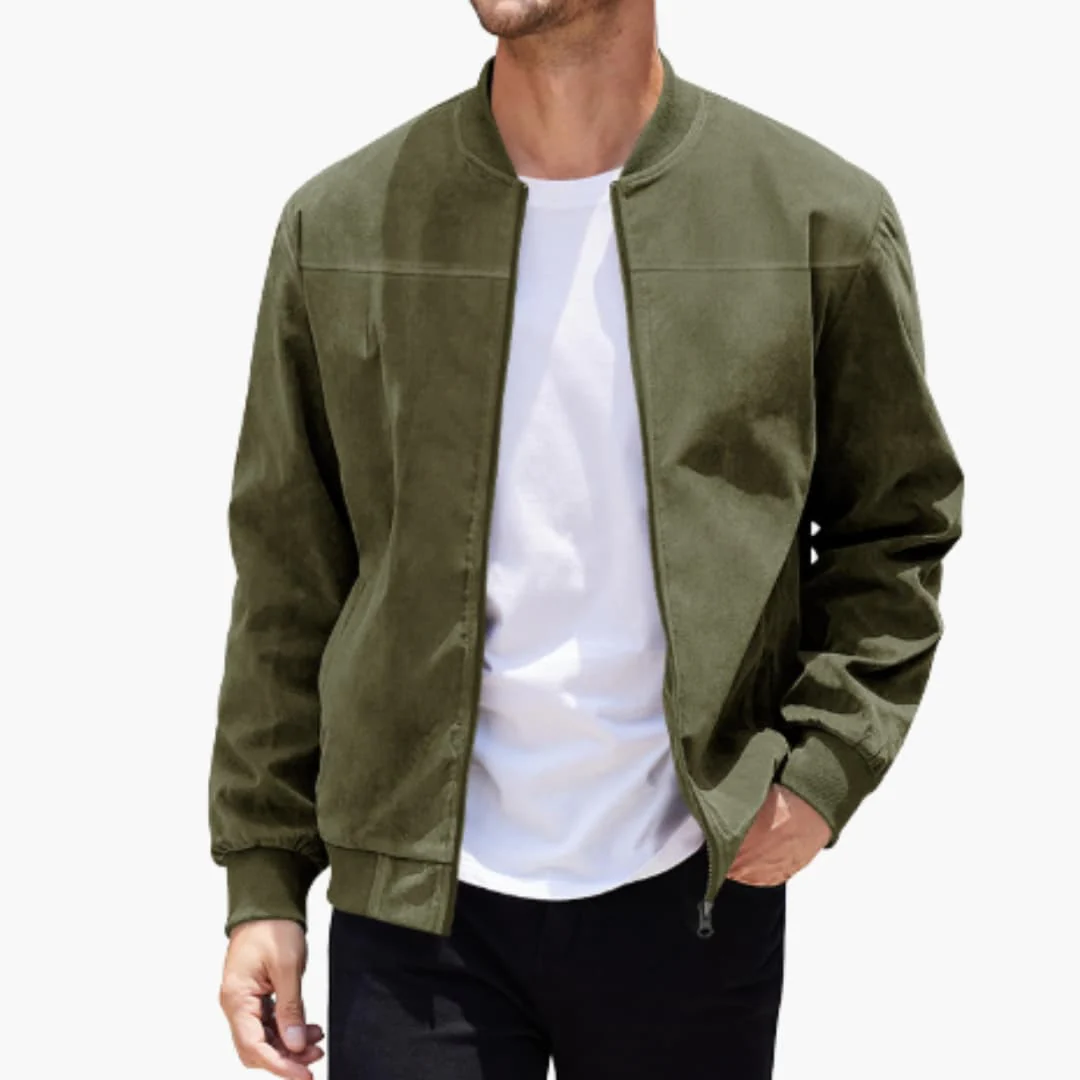 Bomber jacke für Herren mit geripptem Kragen und Reißverschluss