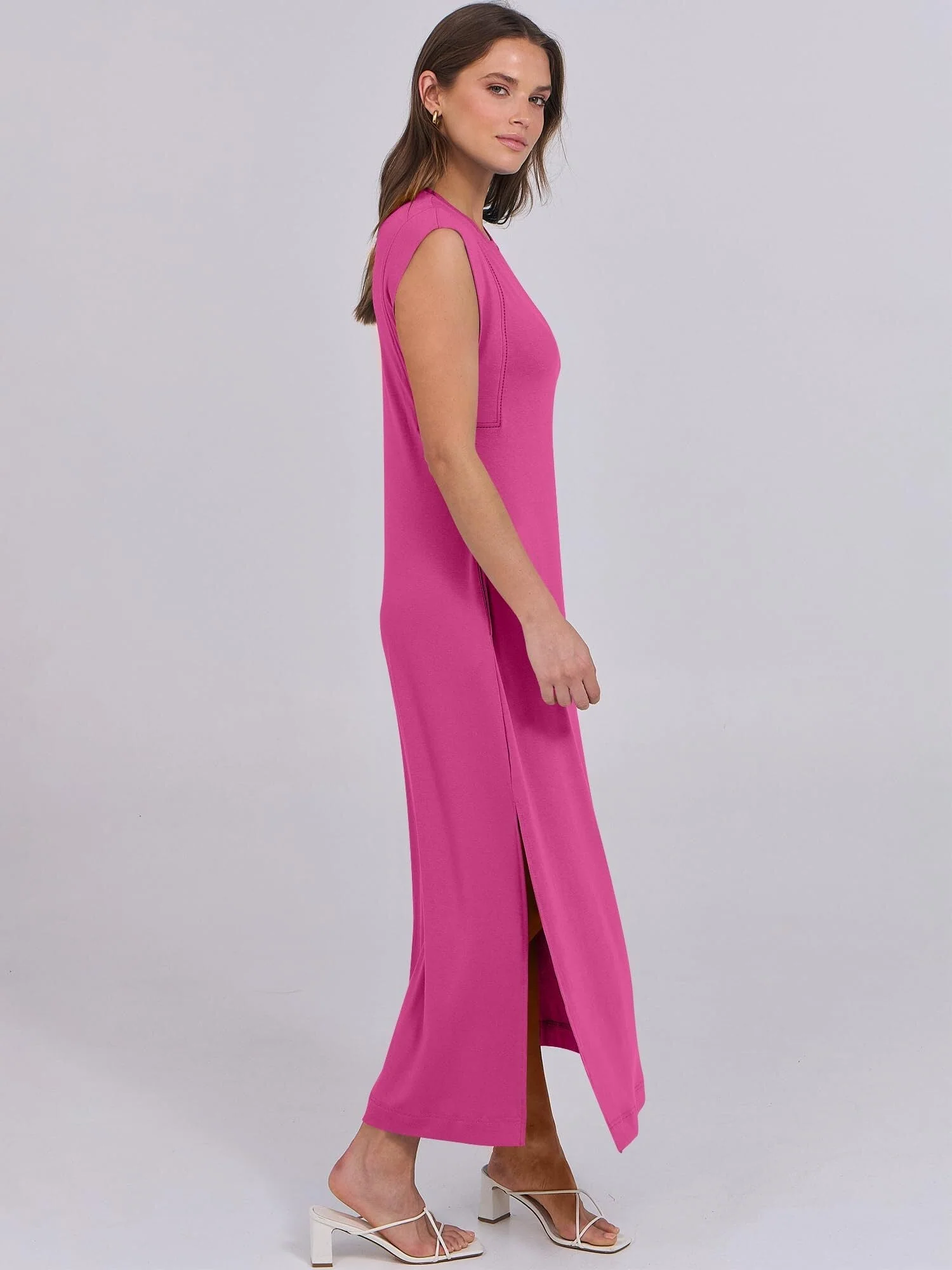 Breezeluxe Legeres Sommer-Maxikleid – Kurze Ärmel und Rundhalsausschnitt - Image 3