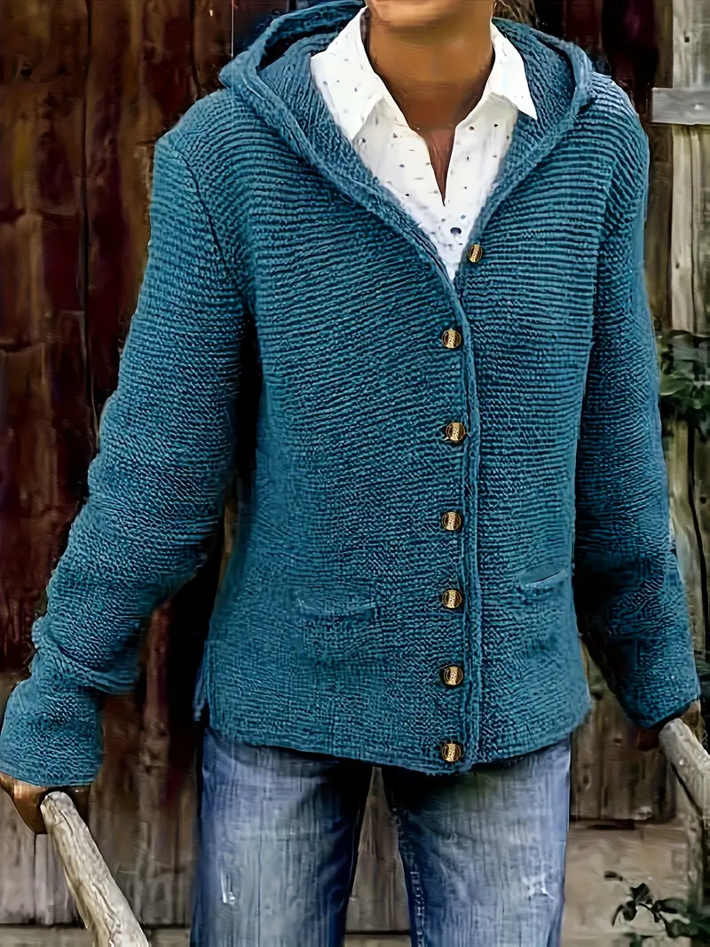 Bressan – Elegante Strickjacke Mit Langen Ärmeln Und Kapuze - Image 6