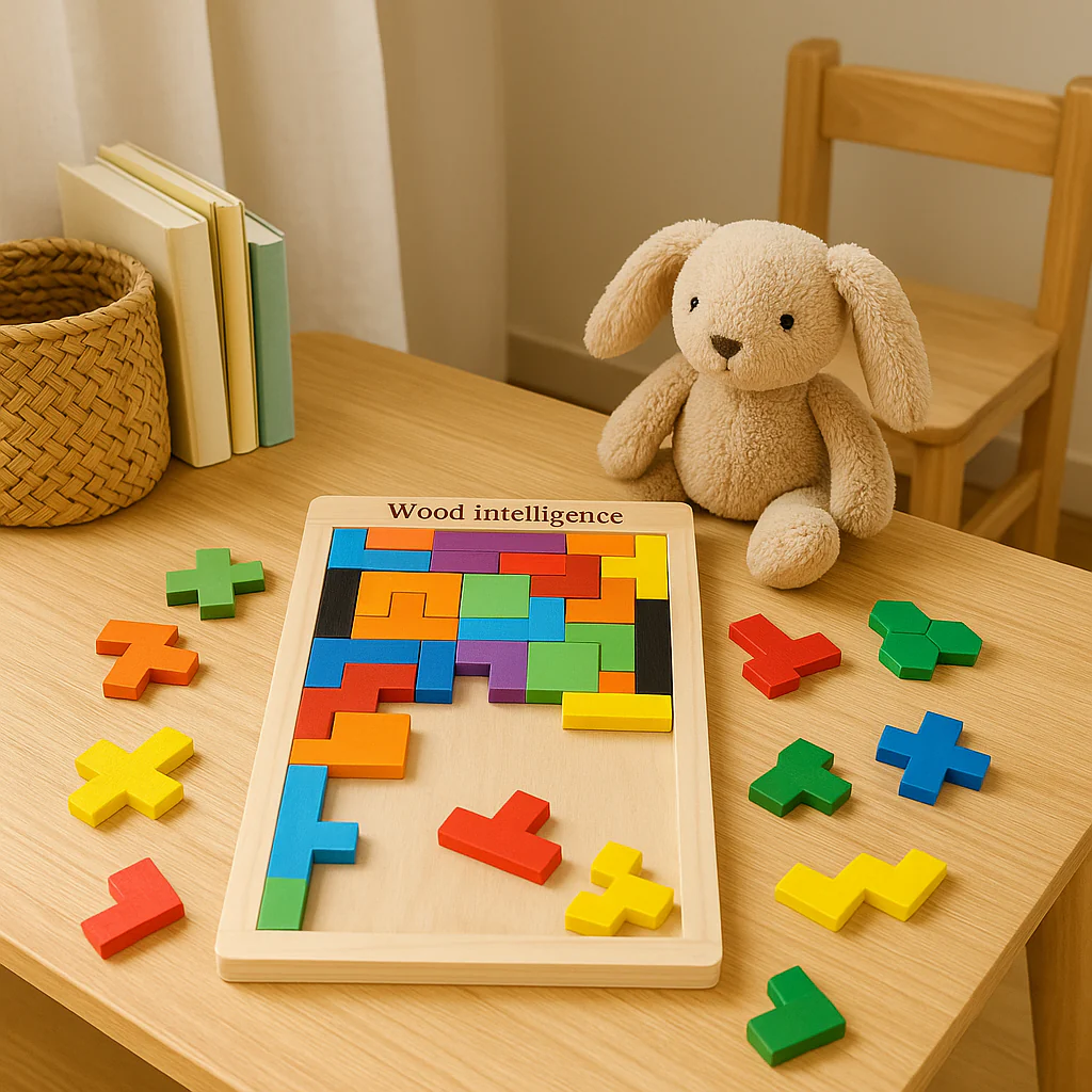 BrightBlocks 3D Holz Tangram Puzzle für Kinder – STEM Gehirntrainer - Image 2