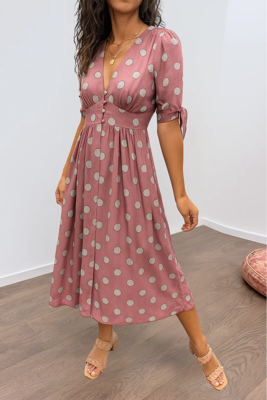Brigitte™ | Elegantes Polka Dot Kleid mit V-Ausschnitt - Image 10