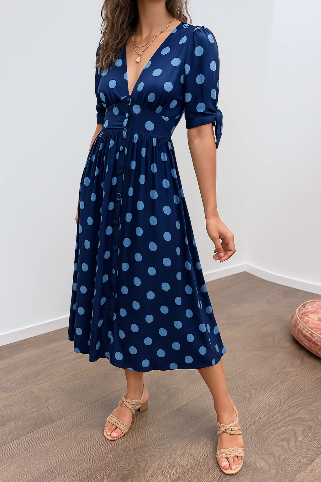 Brigitte™ | Elegantes Polka Dot Kleid mit V-Ausschnitt - Image 4
