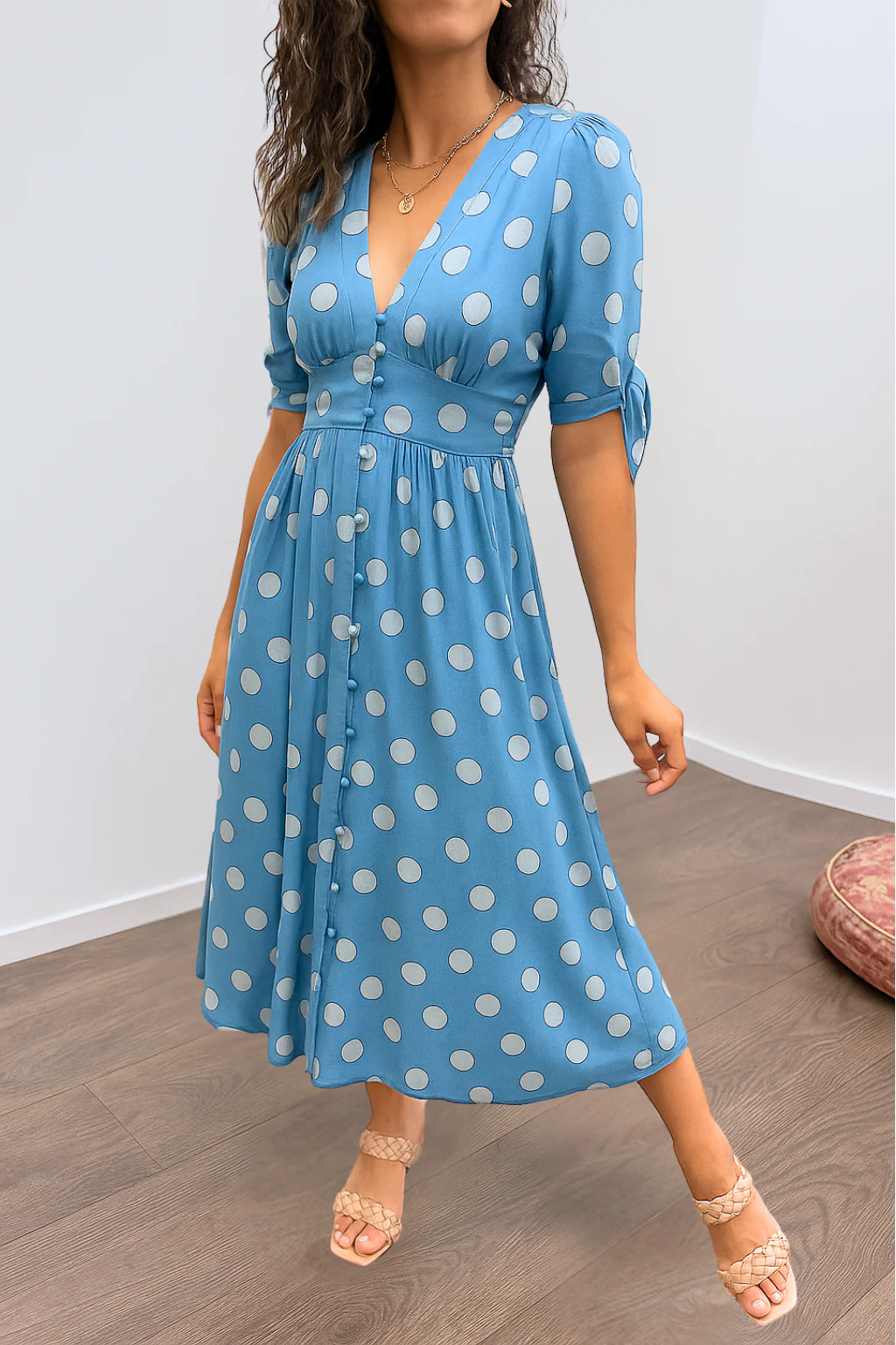 Brigitte™ | Elegantes Polka Dot Kleid mit V-Ausschnitt - Image 6