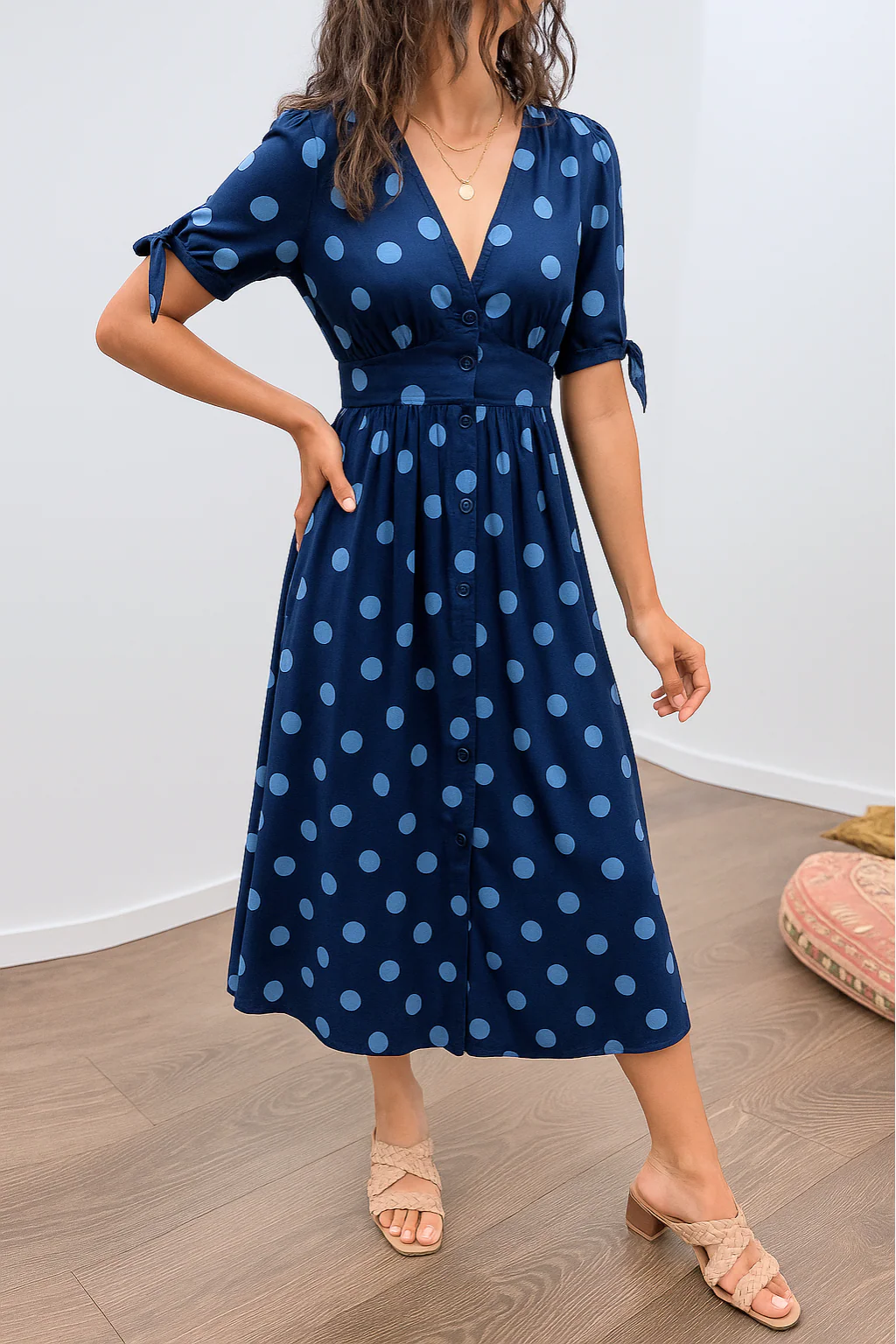 Brigitte™ | Elegantes Polka Dot Kleid mit V-Ausschnitt - Image 8